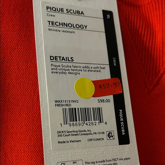 NWT Calia Pique Scuba Neck Red Sweatshirt Sz XL $98 - Picture 7 of 7